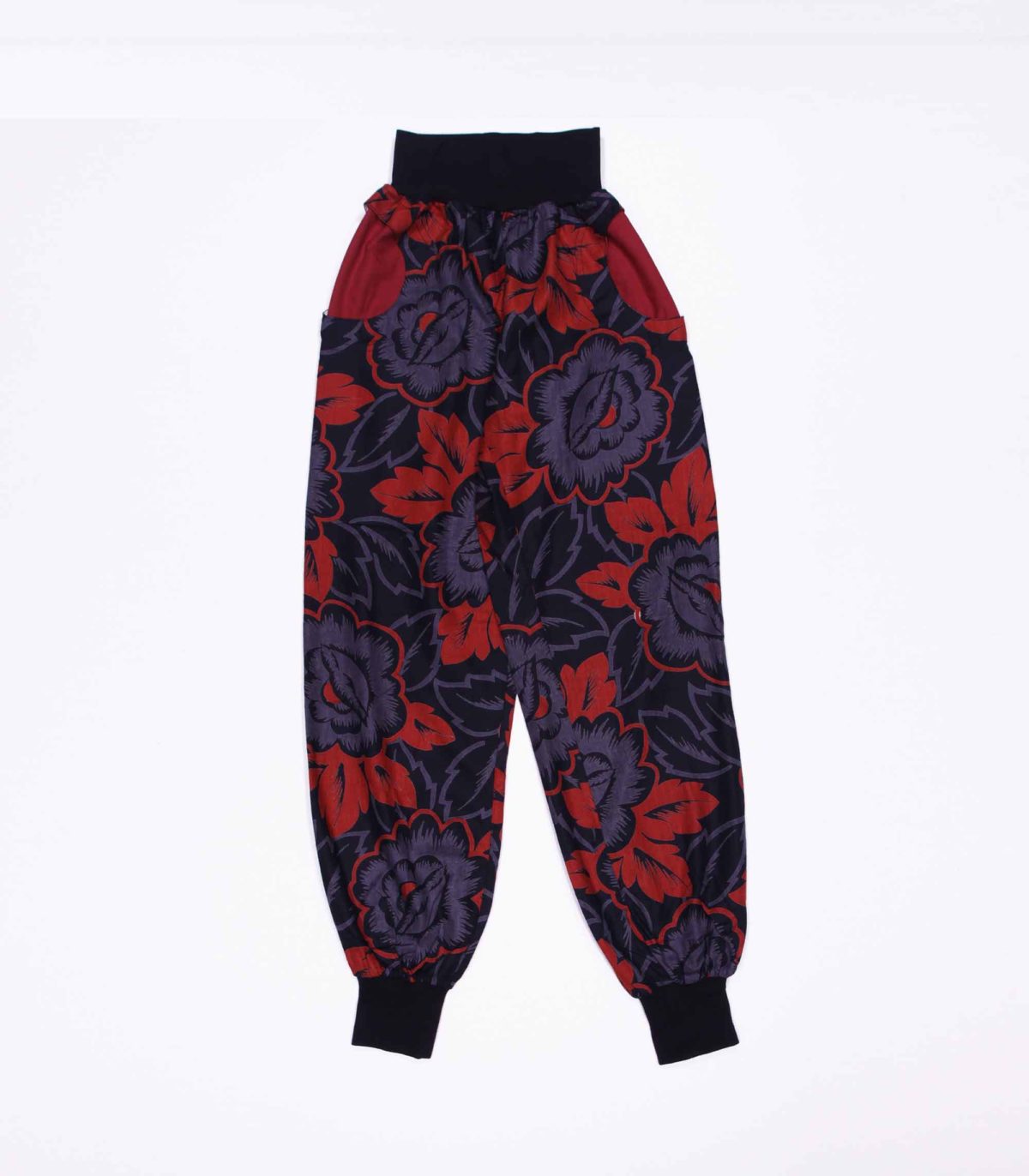 Piratenhose Blumen rotschwarz XS